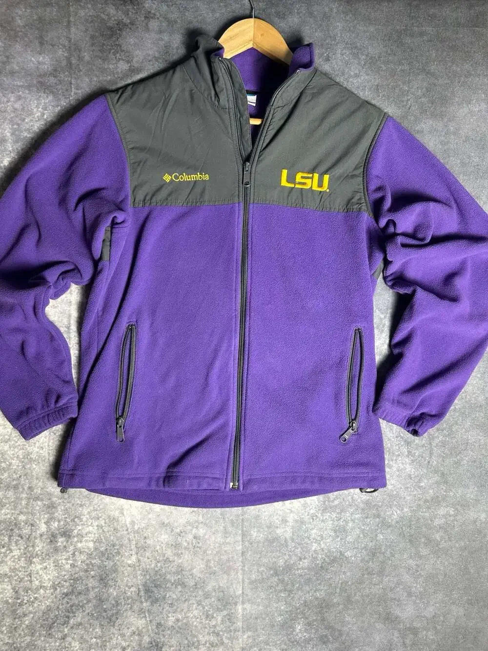 Men Columbia Lsu tigers hooded fleece zip up jacket Size men S